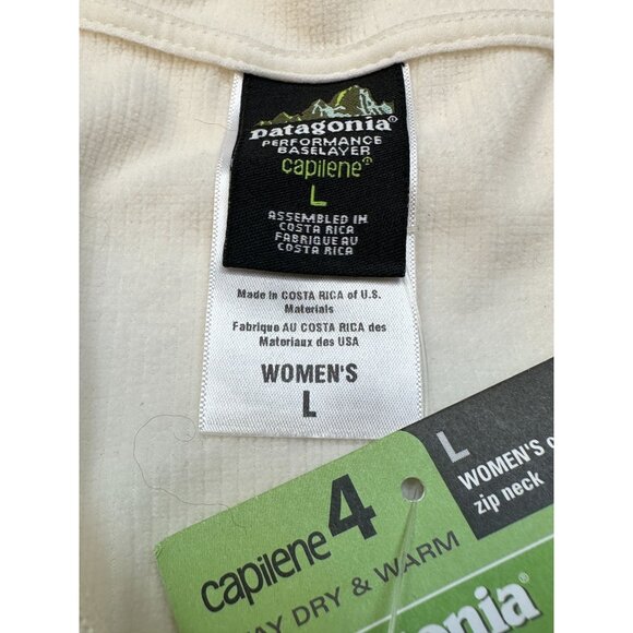 Patagonia Womens Baselayer Ivory Large 1/4 Zip Neck Performance Capilene 4 NEW - Picture 8 of 12